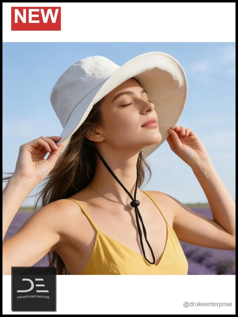 Wide Brim Foldable Beach Sun Hat UPF50+ with Chin Strap, Packable Travel